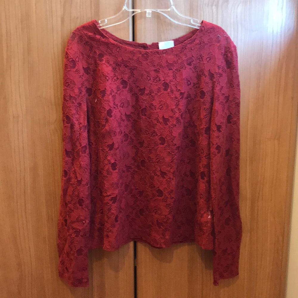 H&M Red Lace long-sleeve top
